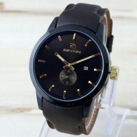 Jam Tangan Pria / Cowok Ripcurl Chrono Leather / Kulit Black
