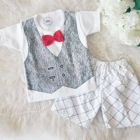 Setelan Rompi Putih Size S Baju Stelan Pakaian Bayi Anak Murah Grosir