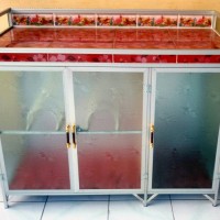 Rak Kompor Dan Rak Piring Aluminium Frame Putih Kaca Es 100-77