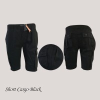 FASHION PRIA CELANA CARGO PENDEK FIT SKINNY MODEL KARET WARNA - HITAM