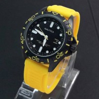 Jam Tangan Nautica Pria/Wanita Tanggal Rubber Lentur Yellow Super
