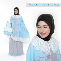 Jual Mukena Ponco Shabby Renda BIru - Mukena Dewasa Murah