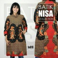 Jual Baju Batik Dress Terusan Wanita Wayang bn810 Katun Cap Malam Etnik Murah