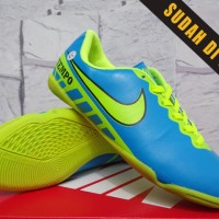 ready stok Sepatu Futsal Anak-Nike Tiempo ACC Biru Hijau Anak ori