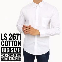 BIG SIZE XXL KEMEJA LENGAN PANJANG PUTIH POLOS PRIA Pria JUMBO