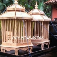 Sangkar Burung Hias Kandang Ayam Bekisar Ukiran Kayu Jati Hiasan Taman