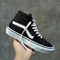 SEPATU VANS SK8 HIGH BLACK WHITE PREMIUM IFC FULL TAG MADE IN CHINA