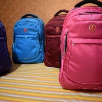 Tas Ransel Polo Zuy09 Wanita Remaja Anak Sekolah Gratis Raincover Pink