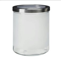 IKEA DROPPAR Toples Bertutup 3.5L Kaca Frosted & Stainless Steel