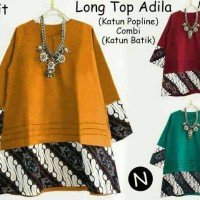 58207 long top adila/baju batik/baju tunik/atasan muslim wanita grosir