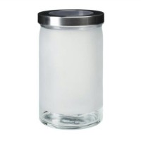IKEA DROPPAR Toples Bertutup 1.8L Kaca Frosted & Stainless Steel