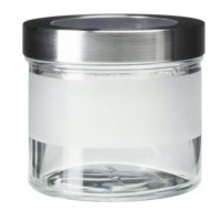 IKEA DROPPAR Toples Bertutup 400ml Kaca Frosted & Stainless Steel