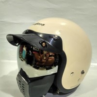 Paket Googgle Masker plus pet + Helm Carglos Cargloss Retro + keren