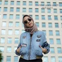 Jaket Bomber Wanita Jeans Patch Bordir Style Hijabers Keren Kekinian