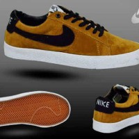Sepatu Nike Blazer Man Coklat Muda List Hitam Sol Putih