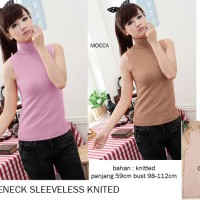 Baju wanita Turtleneck Sleeveless Knitted / Tank Top / Tanpa lengan