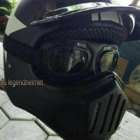 Helm Cakil HBC Hitam Dof White Star Bintang Kacamata Goggle CK YN ONE