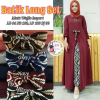 Setelan Maxi Long Slit Dress Set Pants Wanita BATIK LONG SET
