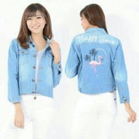 aop JKT jaket JEANS FLAMINGGO BIRUMUDA LIGHT / baju wanita outerware