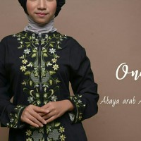 GAMIS ABAYA ARAB JETBLACK HITAM BORDIR HIJAU AISYAH M