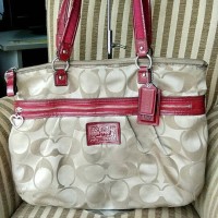 Preloved COACH tas original Poppy Daisy Signature Tote F20026