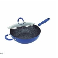Maxim Granito Wok Wajan/Penggorengan Teflon + Glass Cover 30cm - Biru