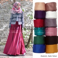 Rok Panjang Pesta Muslimah Velvet Umbrella Skirt Bahan Satin Velvet