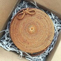 Jual TAS ROTAN BALI BULAT 25CM Murah