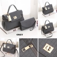 SALE TAS FASHION WANITA IMPORT - HAND BAG - MXF32B 2IN1 GREY PURPLE