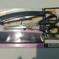 Gunting Rambut set - gunting sasak sisir pisau cukur gunting set murah