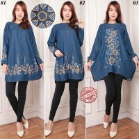 Jual SB Collection Atasan Blouse Delisa Kemeja Tunik Jeans Jumbo Wanita Murah