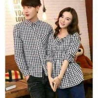 Kemeja Couple Lengan Panjang Baju Pasangan Hem Couple Kotak Della