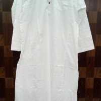baju gamis pria putih bahan cotton india serat halus ad Diskon