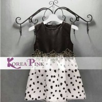 Dress Pesta Anak Import Hitam Putih Polka