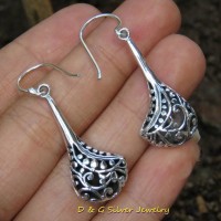 Anting Perak Gantung Motif Ukiran Bali SE-283
