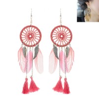 E04195 - Anting Hooks Dreamcatcher Pink