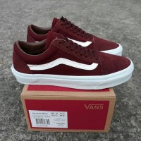 Sepatu Sneakers Kets Pria Cowok Murah Vans Old Skool DT Merah Marun