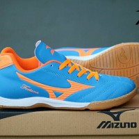 Sepatu Kets Olahraga Pria Cowok Murah Mizuno Futsal Biru Orange