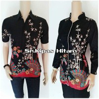 Jual batik couple batik blues kipas hitam | BATIK PEKALONGAN Murah