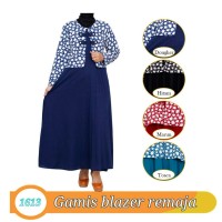 Gamis muslimah blazer remaja dewasa katun rayon kombinasi waffel