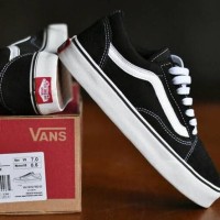 Sepatu Vans Old Skool Premium Bnib Hitam Putih / Sneakers Casual Pria