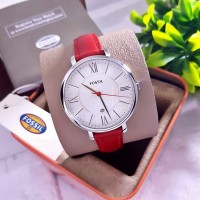 Jam Tangan Wanita FOSSIL Jacqueline ES3926 SILVER Red Leather