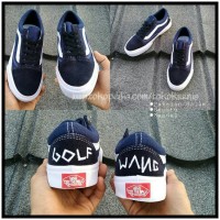 Sepatu Sneakers VANS Old Skool Golf Wang Grade Ori Navy White || Biru