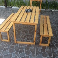 1 Set Meja dan 2 Kursi Panjang Ter Murah untuk Cafe Warkop