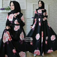 Fashion termurah!! Maxi gamis syari satin carolyn black