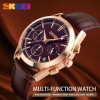 Jam Tangan Pria Original Casual SKMEI 9127 Anti Air 30M - Brown