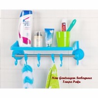 Rak kamar mandi tempat shampoo handuk odol sabun powerful suction