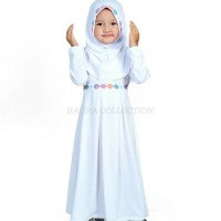 Baju muslim/gamis anak perempuan warna putih untuk manasik