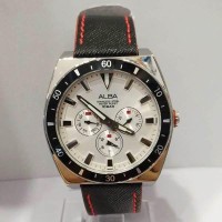 Jam Tangan ALBA ORIGINAL PRIA AP6527 SILVER HITAM MERAH