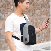 Tas Anti Maling pria wanita USB CHARGER - Sling bag bodypack IMPORT
